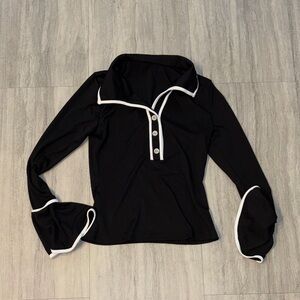 Black Women's Top with White Trim